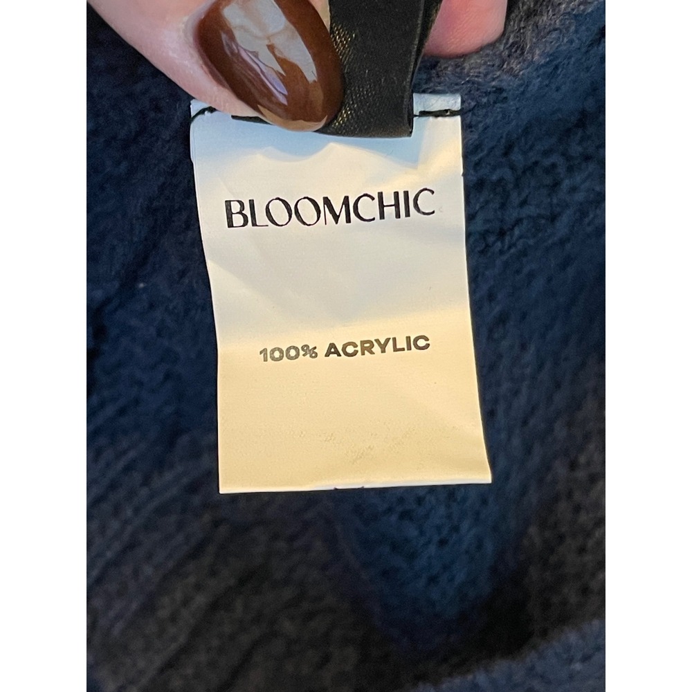 BloomChic Sweater Womens 18-20 Blue NWT Floral Cable Knit Cottagecore Pullover - Picture 9 of 10